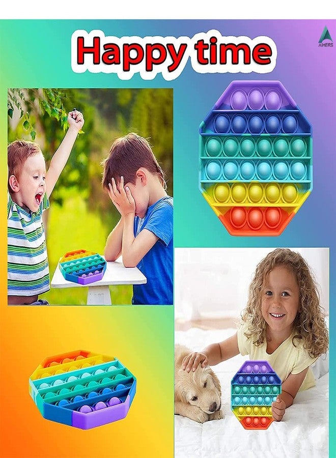 AIMERS Pop Fidget Toys Pack Sensory Toy Push Popping Bubble Fidget Toys for Adults Kids, Stress Toys Autism Toys Special Needs ADHD Anxiety Toys (2 Pack) (2 Pack Rainbow Octagon) - Image 4